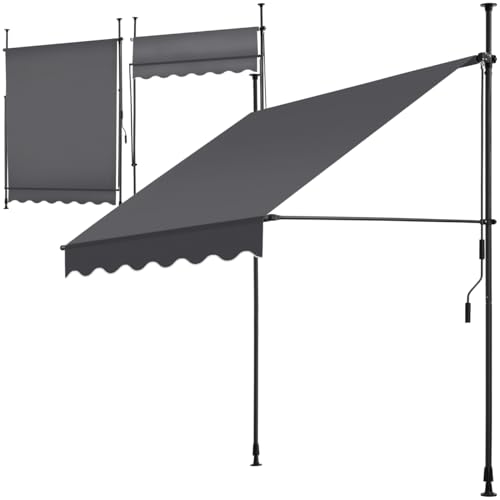 tectake® Klemmmarkise mit Handkurbel, Balkon...