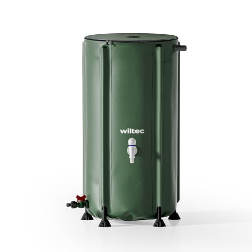 Wiltec Faltbare Regentonne 100 l mit Deckel,...