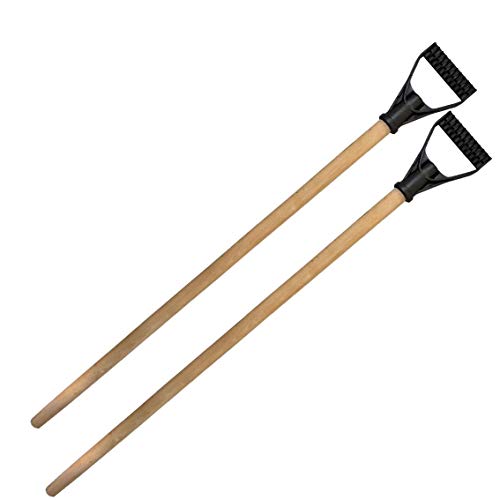 2x Holzstiel mit D-Griff Schneeschieber...