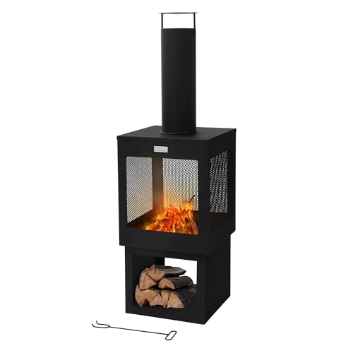 ML-Design Gartenkamin mit Schornstein 128x40...