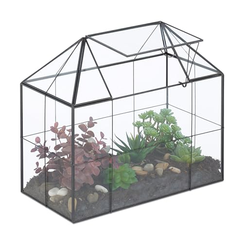 Relaxdays Pflanzenterrarium, Glas & Kupfer,...