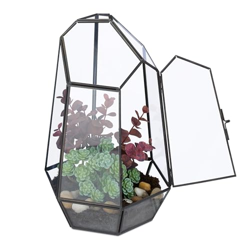 Relaxdays Pflanzenterrarium, Glas & Kupfer,...