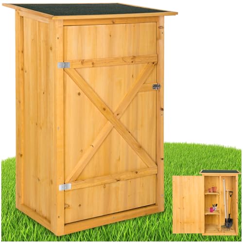 tectake® Holz Gartenschrank, Outdoor Schrank...