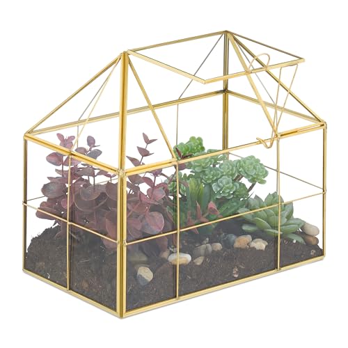 Relaxdays Pflanzenterrarium, Glas & Kupfer,...