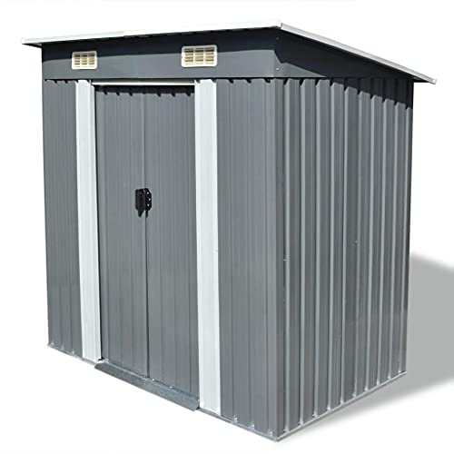 vidaXL Gerätehaus Metall Grau...