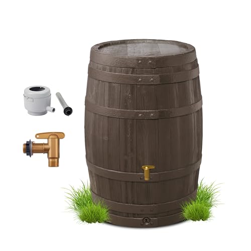 4rain VINO Regentonne Set 250 Liter Holzoptik...