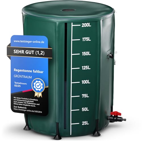 GRÜNTRAUM Regentonne faltbar 200 Liter –...
