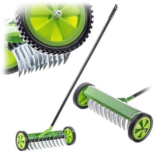 KADAX Rasenlüfter mit Rädern, Gartenkralle...