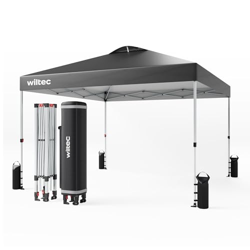 Wiltec Pop Up Pavillon 3 x 3 m grau mit...