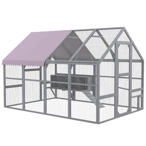 PawHut Hühnerstall Freilaufgehege aus Holz,...