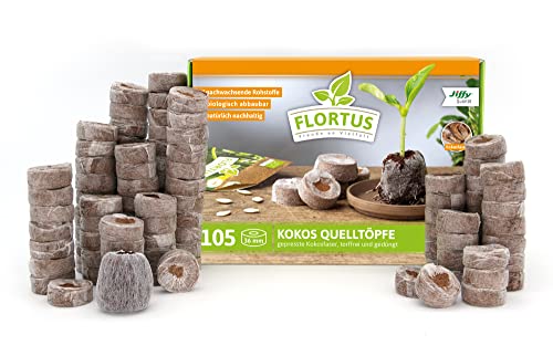 FLORTUS Kokos Quelltöpfe | 105 Stück mit...