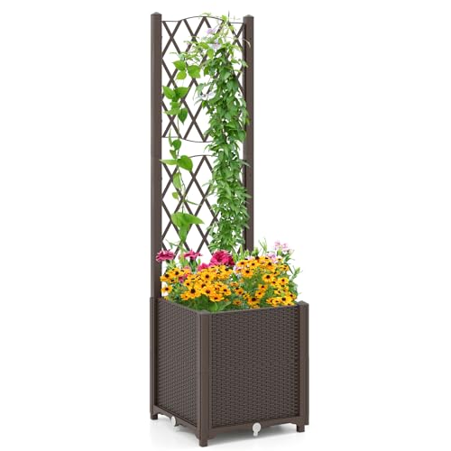 COSTWAY Blumenkasten mit Rankgitter,...