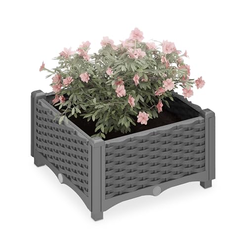 Relaxdays Pflanzkübel, Rattan-Optik, HBT:...