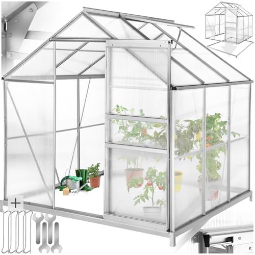 tectake® Aluminium Gewächshaus, 190x185x195...