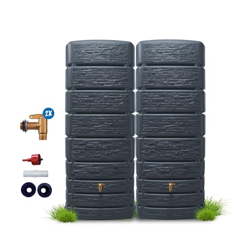 4rain Slim Stone Decor Regentonne Set 1000...