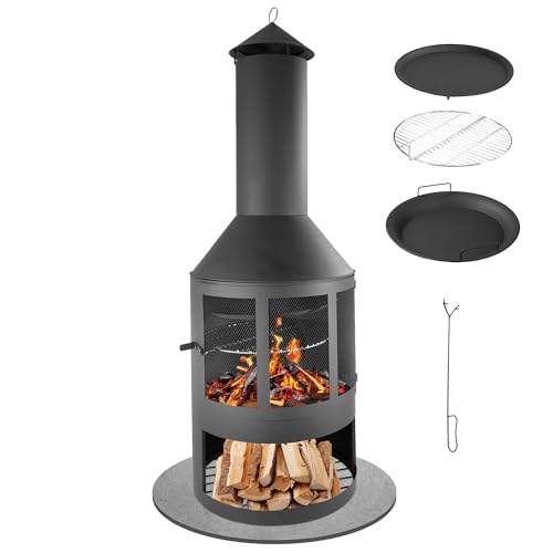 'LEMODO Gartenkamin mit Grillrost und Pfanne,...