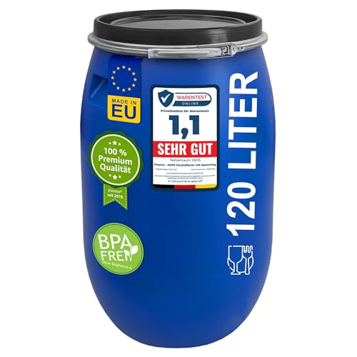 plasteo® 120 Liter Weithalsfass mit Deckel...