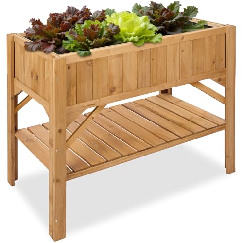 tectake® Hochbeet aus Holz mit Ablagefach,...