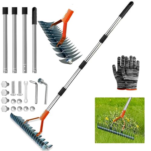 Vertikutierer Rechen mit Stiel 170cm, Metall...