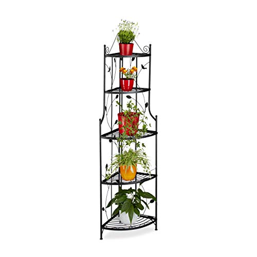 Relaxdays Pflanzentreppe Ecke GOTH, Metall, 5...