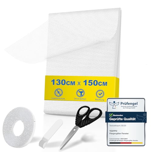 teeppo Fliegengitter Fenster 130 x 150 cm,...