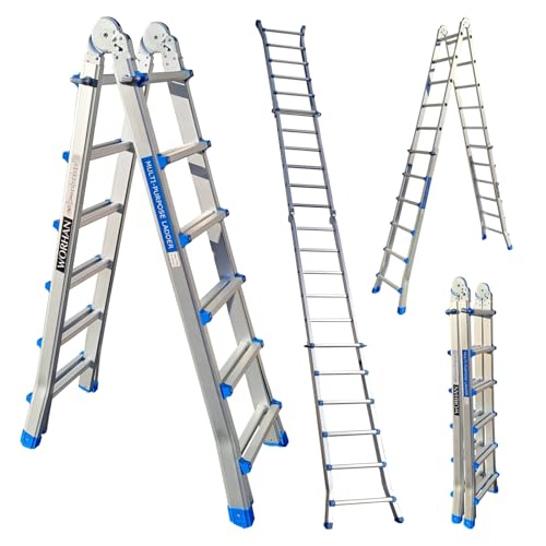 WORHAN Teleskopleiter 587cm Leiter...