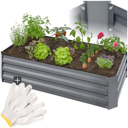 tectake® Hochbeet aus verzinktem Stahl,...