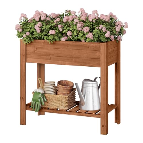 WOLTU Hochbeet Holz, 80x75x40 cm, mit...