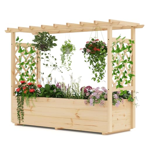 HOMASIS Blumenkasten mit 2 Rankgitter &...
