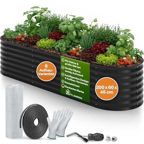 TTL GARDEN 200x60x45cm Metall Hochbeet Fusion...