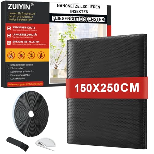 ZUIYIN Fliegengitter Fenster 150x250 cm,...