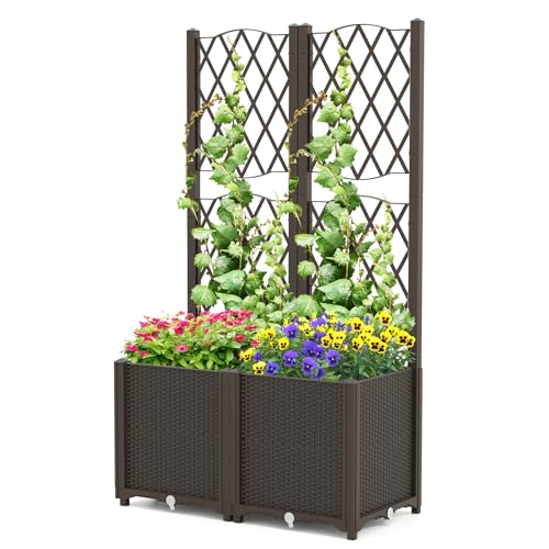 HOMASIS Blumenkasten mit Rankgitter,...