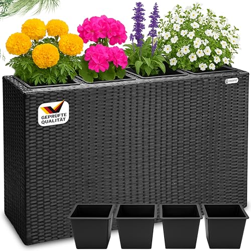 Casaria® Blumenkasten 4 Innentöpfe...