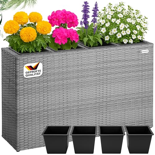 Casaria® Blumenkasten 4 Innentöpfe...