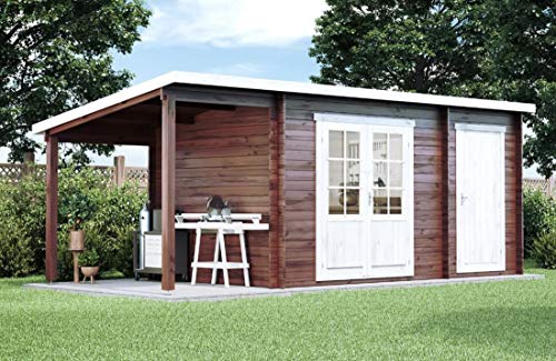 Alpholz Gartenhaus Maria mit Anbau aus Massiv...