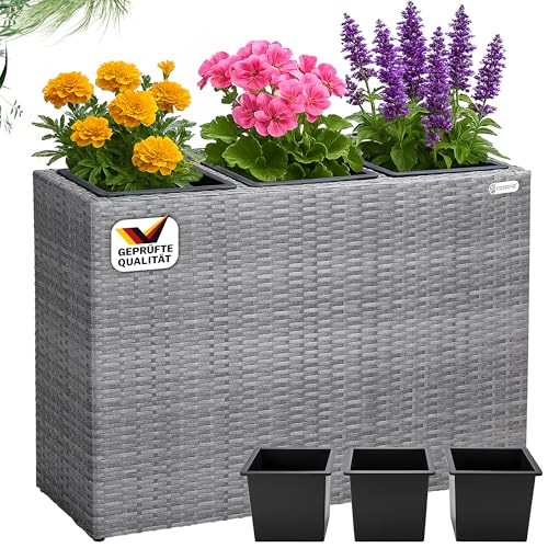 Casaria® Blumenkasten 3 Innentöpfe...