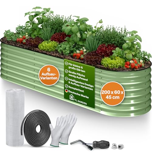TTL GARDEN 200x60x45cm Metall Hochbeet Fusion...