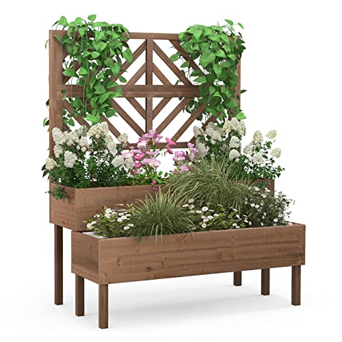 COSTWAY Blumenkasten mit Spalier aus...