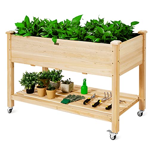 GOPLUS Hochbeet mit Rollen, Gartenbeet mit...