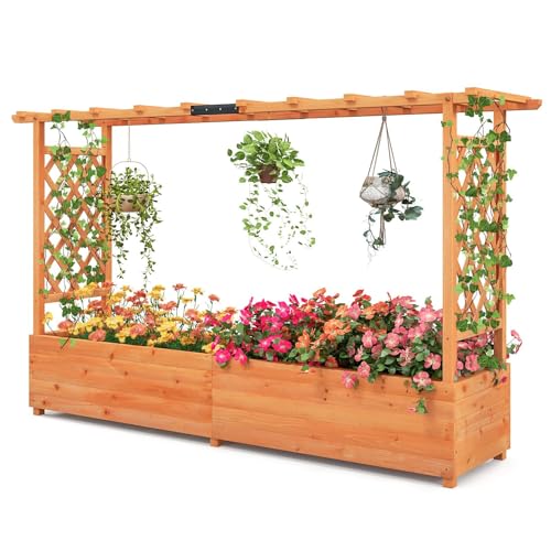 HOMASIS Blumenkasten mit 2 Rankgitter &...