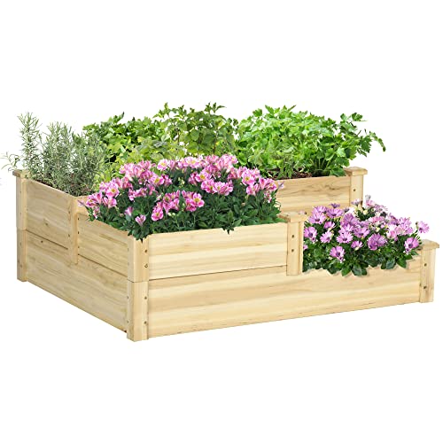 Outsunny Hochbeet, 3-stufige Pflanzenbeet,...