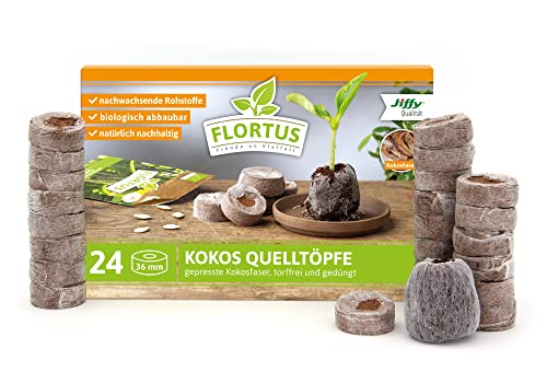 FLORTUS Kokos Quelltöpfe | 24 Stück mit...