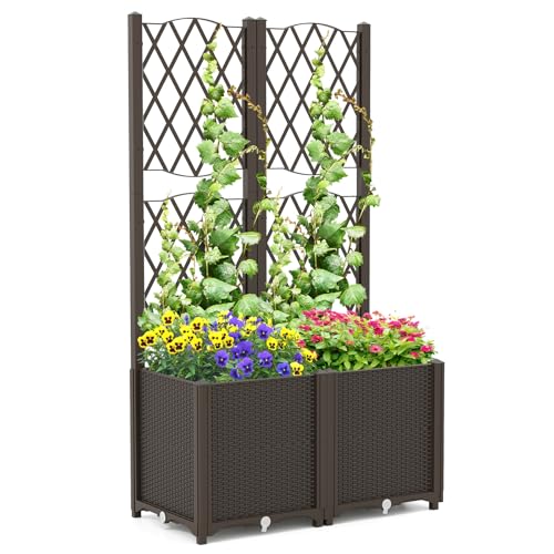 COSTWAY Blumenkasten mit Rankgitter,...