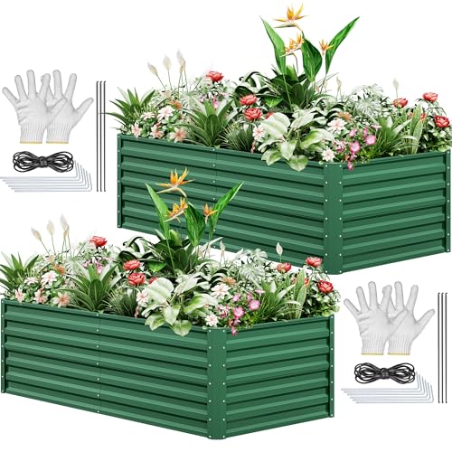 YITAHOME 2er-Set Hochbeet Metall 180x90x60cm,...