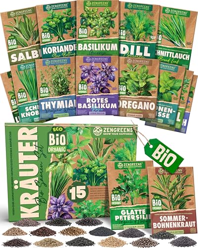 ZenGreens® - Bio Kräuter Samen Set - 15...