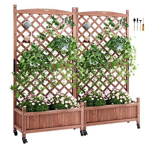 VEVOR 2X Pflanzkasten mit Rankgitter 75 x 33...